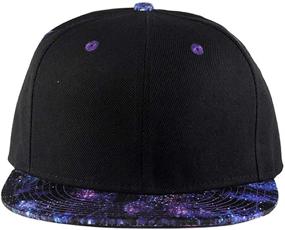 img 3 attached to 🧢 Quanhaigou Purple Galaxy Snapback Hat - Unisex Trucker Hat for Hip Hop, Plaid Design with Flat Bill Brim - Adjustable Baseball Cap