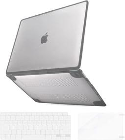 img 4 attached to 👩 G JGOO MacBook Air 13 Inch Case 2021 2020 2019 2018 A2337 M1 A2179 A1932, Matte Clear Hard Shell Case with Rubberized Edges, Screen Protector, and Keyboard Cover - Frost Clear