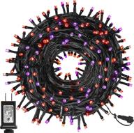 🎃 joliyoou 300 led halloween string lights, 99ft plug in twinkle fairy string lights with 8 lighting modes for yard tree garden proof holiday wedding decoration, black wire, purple &amp; orange логотип