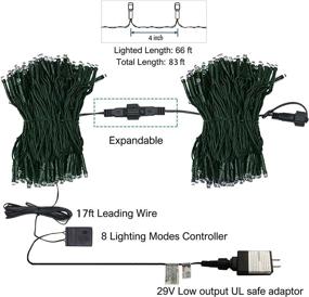 img 2 attached to 🎃 Joliyoou 300 LED Halloween String Lights, 99FT Plug in Twinkle Fairy String Lights with 8 Lighting Modes for Yard Tree Garden Proof Holiday Wedding Decoration, Black Wire, Purple &amp; Orange