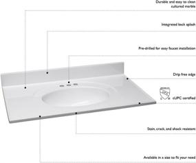 img 1 attached to 🏠 Stylish Design House 586271 Cultured Marble Vanity Top - 25-inch, Oval Bowl, 4" Centerset - White on White