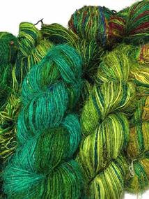 img 1 attached to 🌿 KNITSILK Premium Ocean Green Multicolour Recycled Sari Silk Yarn - 120 Yards