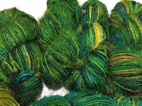 img 2 attached to 🌿 KNITSILK Premium Ocean Green Multicolour Recycled Sari Silk Yarn - 120 Yards