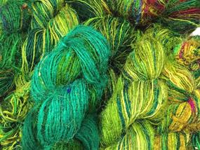 img 3 attached to 🌿 KNITSILK Premium Ocean Green Multicolour Recycled Sari Silk Yarn - 120 Yards