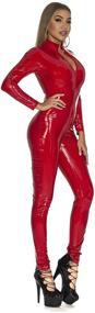 img 3 attached to 👗 Panegy Women's Metallic Leotard: Chic Mesh Front Leather Bodysuit Jumpsuit with Chains