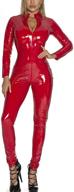 👗 panegy women's metallic leotard: chic mesh front leather bodysuit jumpsuit with chains logo