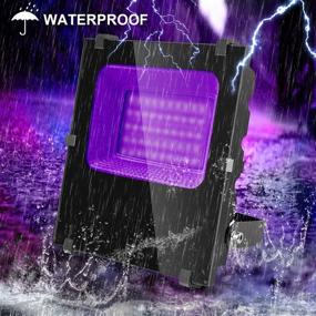 img 2 attached to 2 Pack 120W LED Black Lights - Waygor Outdoor IP66 Waterproof Blacklight Flood Light 🌈 for Dance Party, Stage Lighting, Body Paint, Aquarium, Fluorescent Poster, Glow in The Dark, Neon Glow