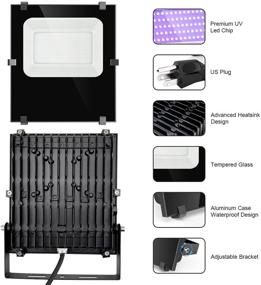 img 3 attached to 2 Pack 120W LED Black Lights - Waygor Outdoor IP66 Waterproof Blacklight Flood Light 🌈 for Dance Party, Stage Lighting, Body Paint, Aquarium, Fluorescent Poster, Glow in The Dark, Neon Glow