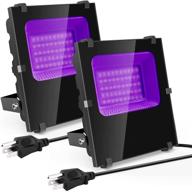 2 pack 120w led black lights - waygor outdoor ip66 waterproof blacklight flood light 🌈 for dance party, stage lighting, body paint, aquarium, fluorescent poster, glow in the dark, neon glow логотип