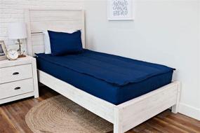 img 4 attached to 🛏️ Beddy's Twin Size Zippered Bed Set: All-in-One Bedding with Minky Lined Sheets and Zipper Comforter Set in Nautical Navy