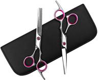 💇 mojoy hair cutting scissors set 6.5" stainless steel hair shears - barber and home hair cut kit with comb (pink) logo