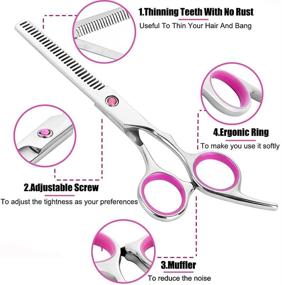 img 1 attached to 💇 Mojoy Hair Cutting Scissors Set 6.5" Stainless Steel Hair Shears - Barber and Home Hair Cut Kit with Comb (Pink)