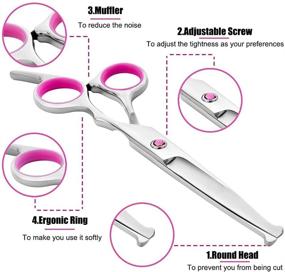 img 2 attached to 💇 Mojoy Hair Cutting Scissors Set 6.5" Stainless Steel Hair Shears - Barber and Home Hair Cut Kit with Comb (Pink)