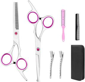 img 3 attached to 💇 Mojoy Hair Cutting Scissors Set 6.5" Stainless Steel Hair Shears - Barber and Home Hair Cut Kit with Comb (Pink)