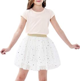 img 4 attached to 💃 Sunny Fashion Girls Skirt: Navy Blue Pearl Stars Sparkling Tutu Dancing Size 4-12 - A Mesmerizing Dress for Young Dancers
