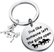 🐎 gzrlyf live like someone left the gate open horse keychain: perfect horse lover's gift for equestrian and inspirational enthusiasts! logo