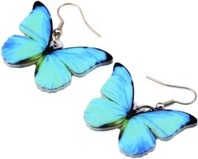 img 2 attached to Bonsny Morpho Menelaus Butterfly Earrings: Stunning Fashion Insect Jewelry for Women and Girls