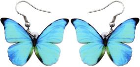 img 4 attached to Bonsny Morpho Menelaus Butterfly Earrings: Stunning Fashion Insect Jewelry for Women and Girls
