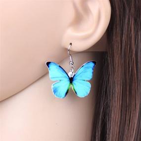 img 3 attached to Bonsny Morpho Menelaus Butterfly Earrings: Stunning Fashion Insect Jewelry for Women and Girls