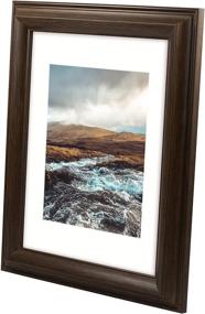 img 3 attached to 🖼️ Premium 11x14 Brown Photo Frame with Ivory Mat for 8x10 Picture & Real Glass by Golden State Art