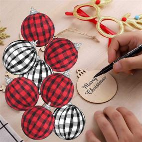 img 1 attached to 12PCS Svnntaa Christmas Buffalo Plaid Ball Ornaments: Festive Fabric Hanging Decorations for Xmas Tree & Party Supplies