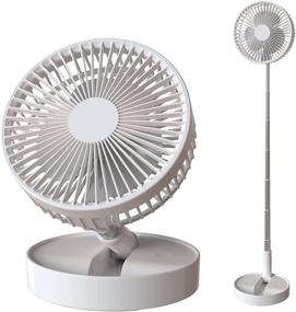 img 4 attached to 🔋 7200MAH Battery Operated Rechargeable Foldaway Fan for Bedroom and Home - Stretchable, Quiet Floor Fan with 6~24 Hours Working Time (W/O Remote Controller)