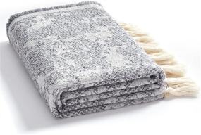 img 4 attached to 🏻 SE SOFTEXLY Throw Blanket | Machine Washable Fringes Wool Blanket | Cozy Soft Throw Blanket for Couch, Bed, Sofa | Camping & Survival Blanket | Emergency Farmhouse Outdoor Blanket (59" x 60", Gray)