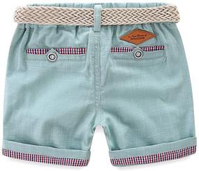 img 3 attached to LittleSpring Little Boys Cotton Shorts with Belt - Perfect for a Casual Summer Look