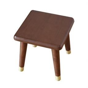 img 4 attached to 🪜 Shangmeng Solid Wooden Step Stool for Kids: Non Slip Small Stool with Copper Chair Legs Protector
