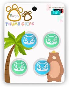 img 4 attached to 🦝 Tscope Animal Crossing Thumb Grip Caps: Cute Raccoon Silicone Covers for Nintendo Switch/Switch Lite Controllers, Joy-Con Analog Joystick - NS Accessories (Blue & Green)