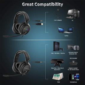 img 3 attached to 🎧 Jeecoo Xiberia Stereo Gaming Headset for PS4, PS5, Xbox One S - Over Ear Headphones with Noise Cancelling Microphone, LED Light, Soft Earmuffs - PC, Laptop, Mobile Compatible