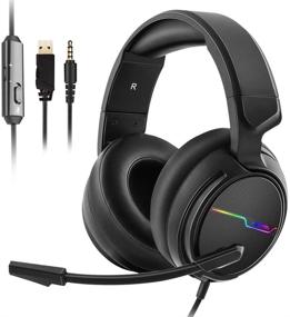 img 4 attached to 🎧 Jeecoo Xiberia Stereo Gaming Headset for PS4, PS5, Xbox One S - Over Ear Headphones with Noise Cancelling Microphone, LED Light, Soft Earmuffs - PC, Laptop, Mobile Compatible