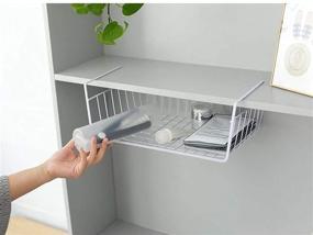 img 1 attached to 📦 PENGKE Wire Under Shelf Basket Rack, Sliding Storage Organizer for Kitchen Counter Pantry Desk Bookshelf Cupboard, Space Saving Solution, Pack of 4, White