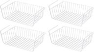 📦 pengke wire under shelf basket rack, sliding storage organizer for kitchen counter pantry desk bookshelf cupboard, space saving solution, pack of 4, white логотип