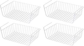 img 3 attached to 📦 PENGKE Wire Under Shelf Basket Rack, Sliding Storage Organizer for Kitchen Counter Pantry Desk Bookshelf Cupboard, Space Saving Solution, Pack of 4, White