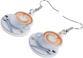 img 1 attached to DOWAY Acrylic Charm Coffee Cup Spoon Eiffel Tower Earrings: Stunning Jewelry for Women and Girls, Perfect Party Gifts