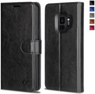 black leather flip wallet case for samsung galaxy s9: ocase enhances protective cover for galaxy s9 devices logo