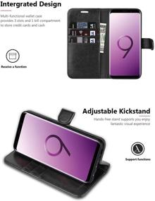 img 2 attached to Black Leather Flip Wallet Case for Samsung Galaxy S9: OCASE Enhances Protective Cover for Galaxy S9 Devices