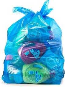 img 2 attached to 🌱 Environmentally-Friendly Recycling Trash Bags: 55 Gallon, (50 count w/Ties) Large Blue Plastic Garbage Bags