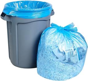 img 1 attached to 🌱 Environmentally-Friendly Recycling Trash Bags: 55 Gallon, (50 count w/Ties) Large Blue Plastic Garbage Bags