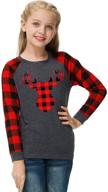 🎄 stylish christmas buffalo casual graphic shirts for girls: trendy holiday clothing logo