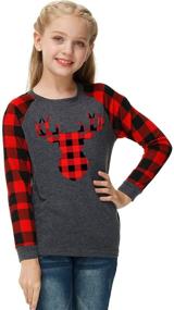 img 4 attached to 🎄 Stylish Christmas Buffalo Casual Graphic Shirts for Girls: Trendy Holiday Clothing