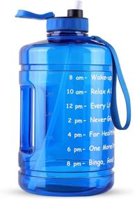 img 4 attached to 🥤 128OZ/1 Gallon Large Water Bottle by Hadisala – Wide Mouth Big Water Jug with Motivational Time Marker & Straw, Leakproof BPA Free – Stay Hydrated for Gym, Outdoor Sports & More