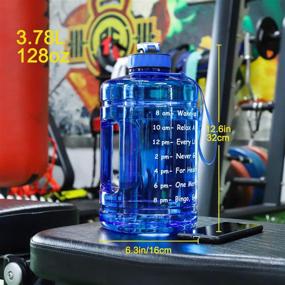 img 2 attached to 🥤 128OZ/1 Gallon Large Water Bottle by Hadisala – Wide Mouth Big Water Jug with Motivational Time Marker & Straw, Leakproof BPA Free – Stay Hydrated for Gym, Outdoor Sports & More