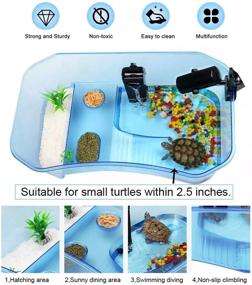 img 2 attached to Binano Pet Turtle Tanks - Aquarium Tank for Turtles, Reptile Habitat - Durable, Non-Toxic Plastic - Safe Turtle Habitat in Blue Color