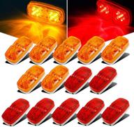 🚛 partsam 14x trailer led double bullseye marker light with 10 diodes in red/amber, 4x2 rectangular tiger eye/double bubble led side marker light for rvs, campers, and trucks, surface mount indicators, 12v logo