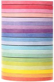 img 3 attached to Pack of 20 Rolls Slim Rainbow Washi Tape with Foil Gold Accent - 3MM Wide DIY Decorative Masking Tape for Crafts