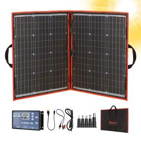 img 4 attached to 🌞 DOKIO 110W 18V Portable Foldable Solar Panel Kit with Controller, 2 USB Outputs for Charging 12V Batteries/Power Station (AGM, LiFePO4) - Ideal for RV Camping, Trailers, and Emergency Power - 21x28 inch, 5.9lb