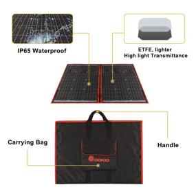 img 2 attached to 🌞 DOKIO 110W 18V Portable Foldable Solar Panel Kit with Controller, 2 USB Outputs for Charging 12V Batteries/Power Station (AGM, LiFePO4) - Ideal for RV Camping, Trailers, and Emergency Power - 21x28 inch, 5.9lb