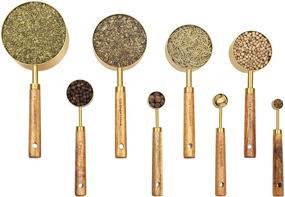 img 4 attached to 🥄 Golden Stainless Steel Measuring Cups and Spoons Set of 8 with Wooden Handle for Kitchen, Food, Liquid, Baking – Muchtolove